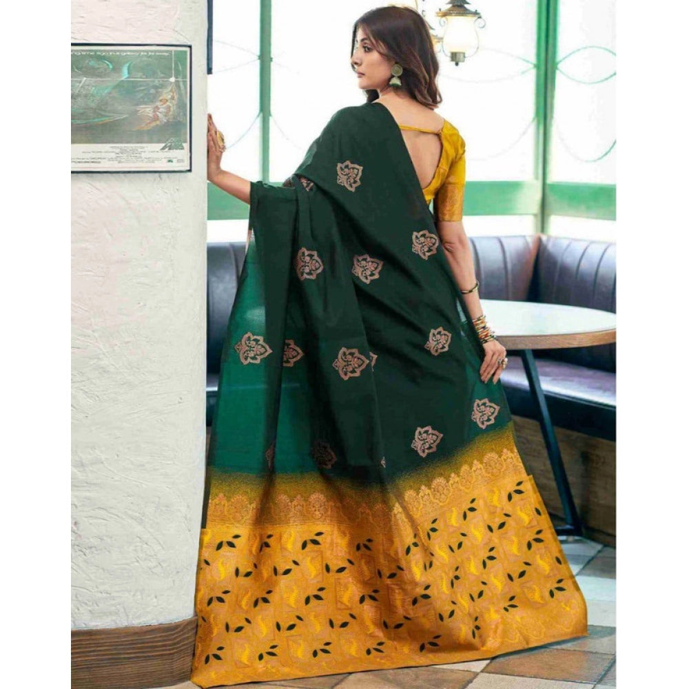 Luxurious Women's Soft Lichi Silk Printed Saree With Blouse Piece