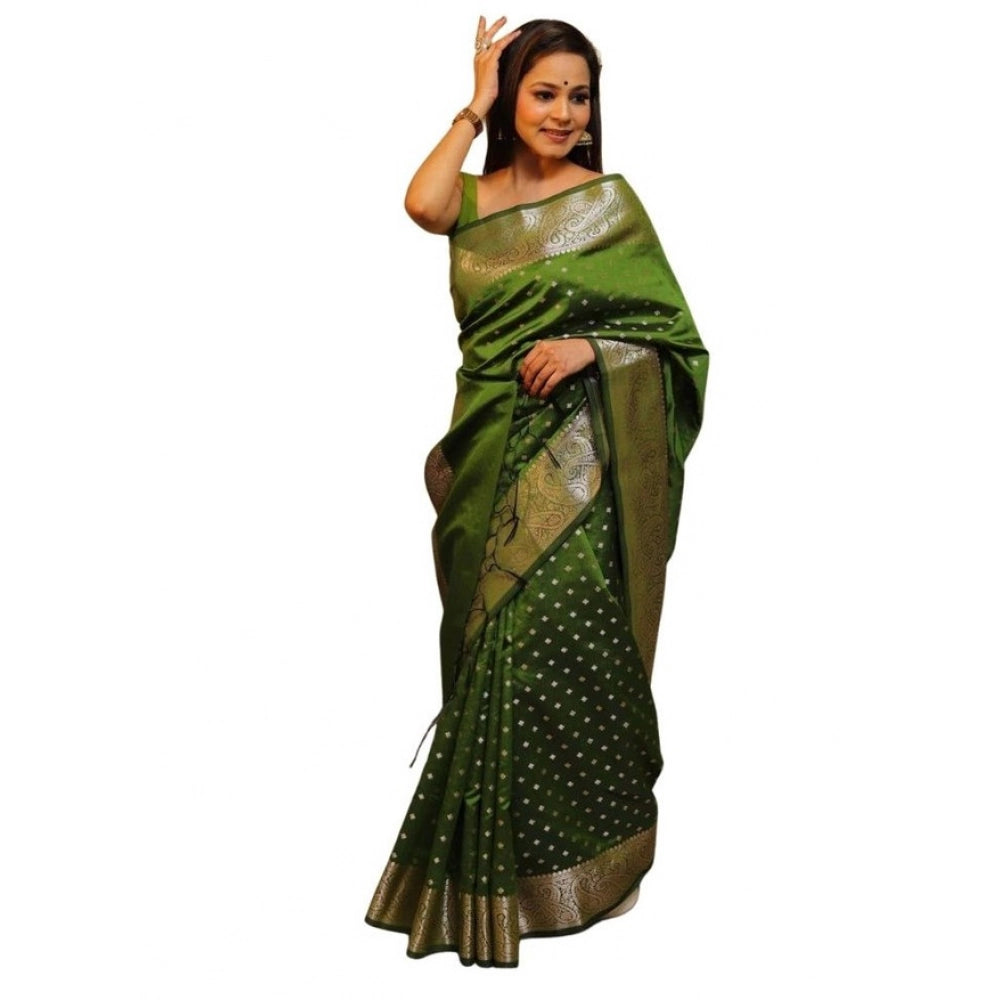 Luxurious Women's Soft Lichi Silk Printed Saree With Blouse Piece