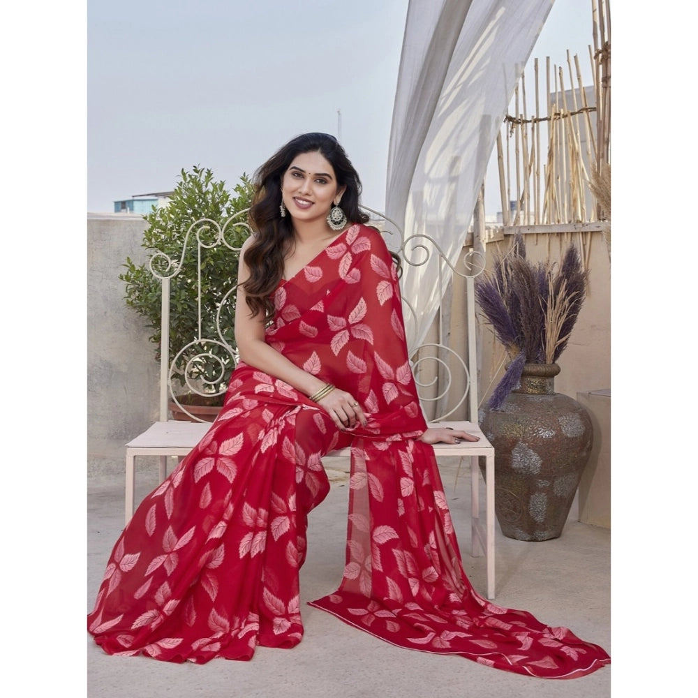 Elite Women's Chiffon Printed Saree With Blouse Piece