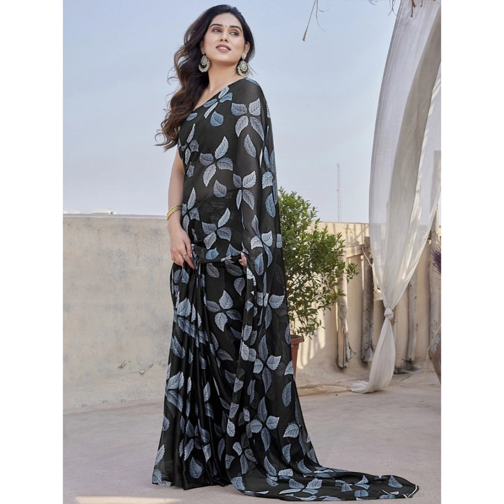 Elite Women's Chiffon Printed Saree With Blouse Piece
