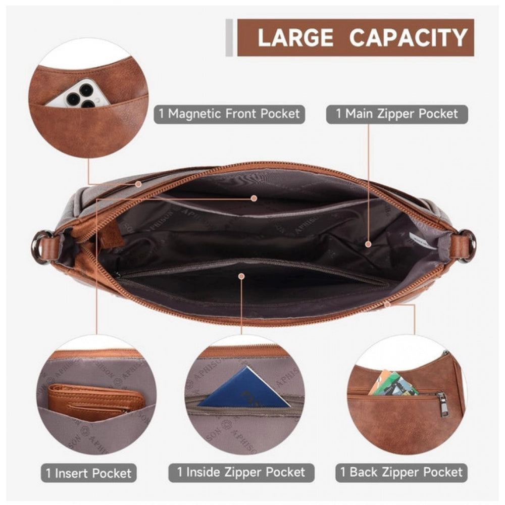 Attractive Women's PU Leather Zipper Sling Bag