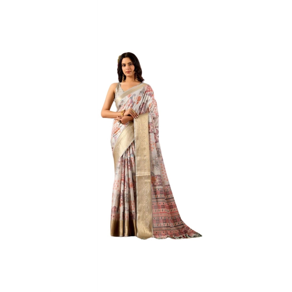 Sensational Women's Faux Silk Printed Saree With Blouse Piece