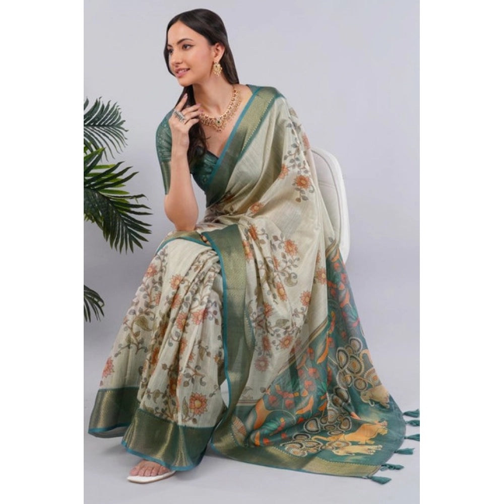 Incredible Women's Polyester Printed Ready To Wear Saree With Blouse Piece