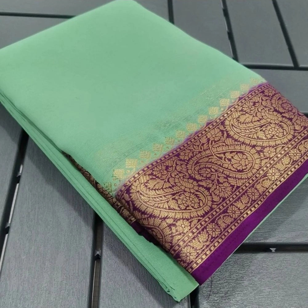 Sophisticated Women's Crepe Chit Pallu Solid Saree With Blouse Piece