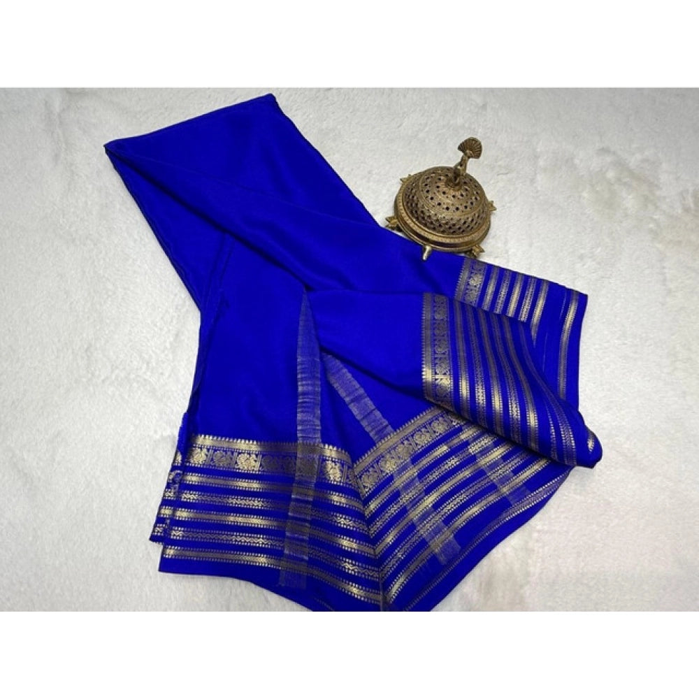 Appealing Women's Crepe Chit Pallu Solid Saree With Blouse Piece
