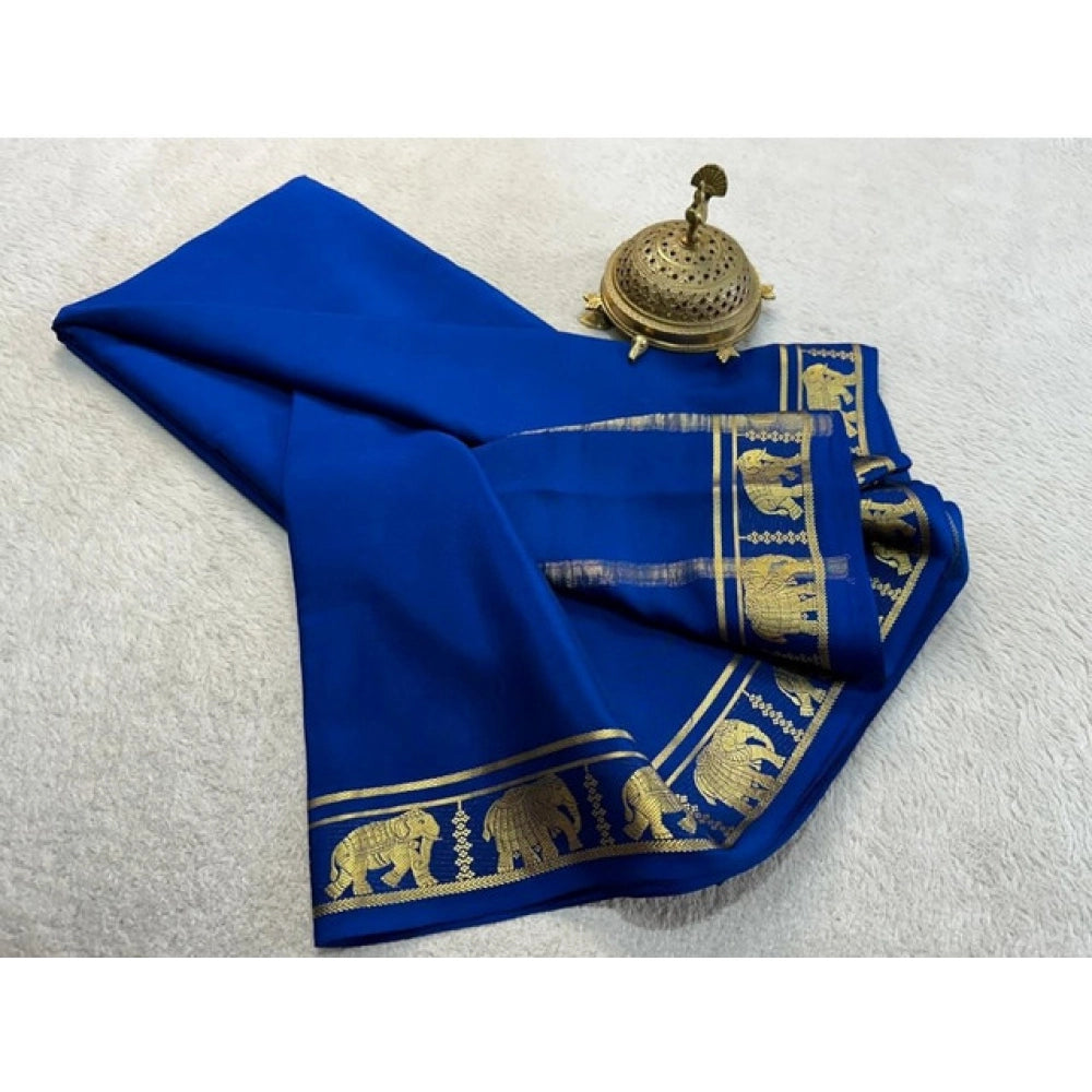 Appealing Women's Crepe Chit Pallu Solid Saree With Blouse Piece