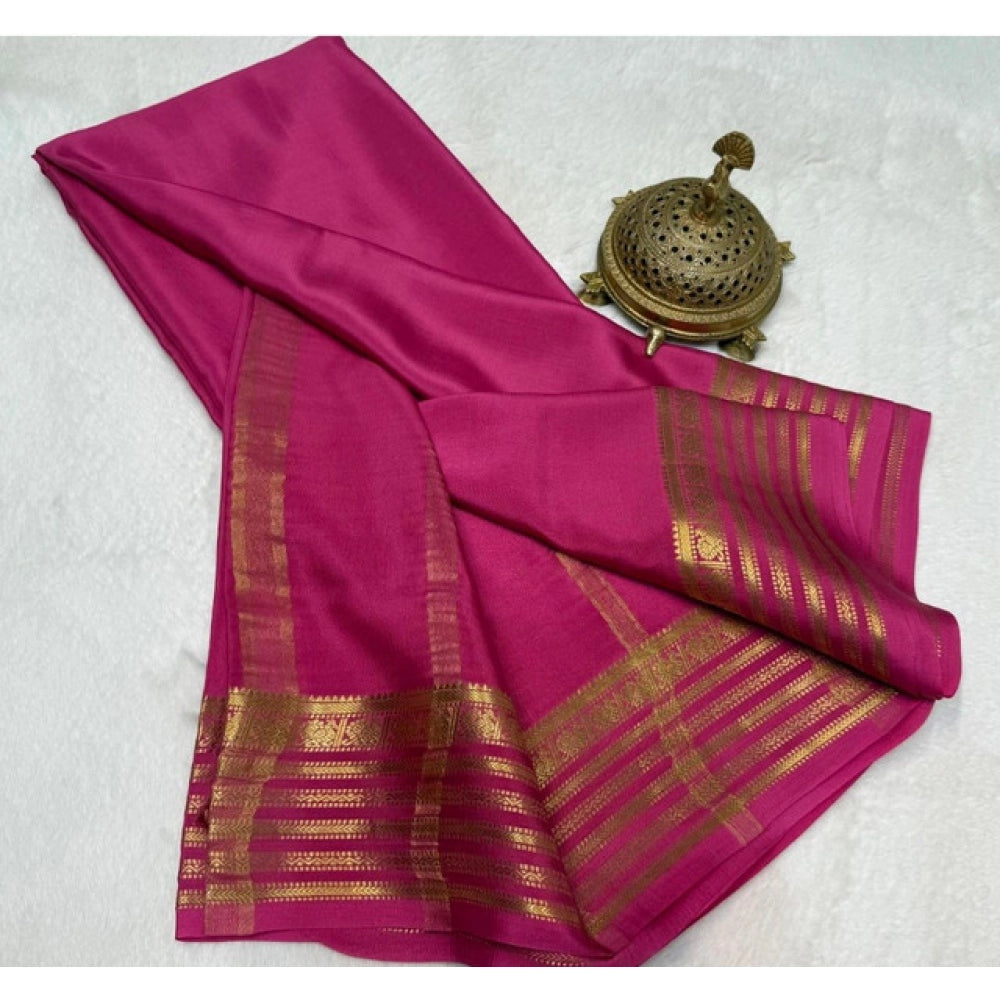 Appealing Women's Crepe Chit Pallu Solid Saree With Blouse Piece