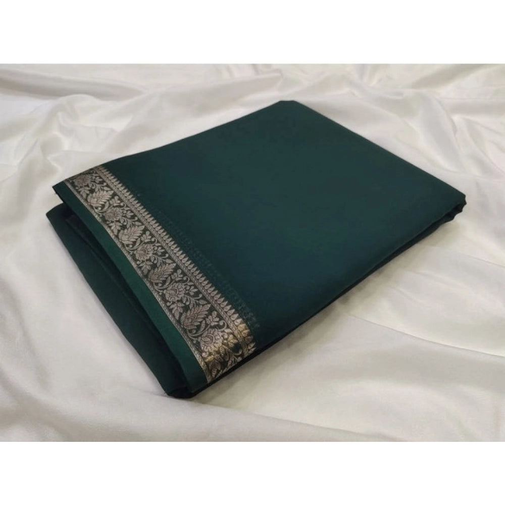 Appealing Women's Crepe Chit Pallu Solid Saree With Blouse Piece