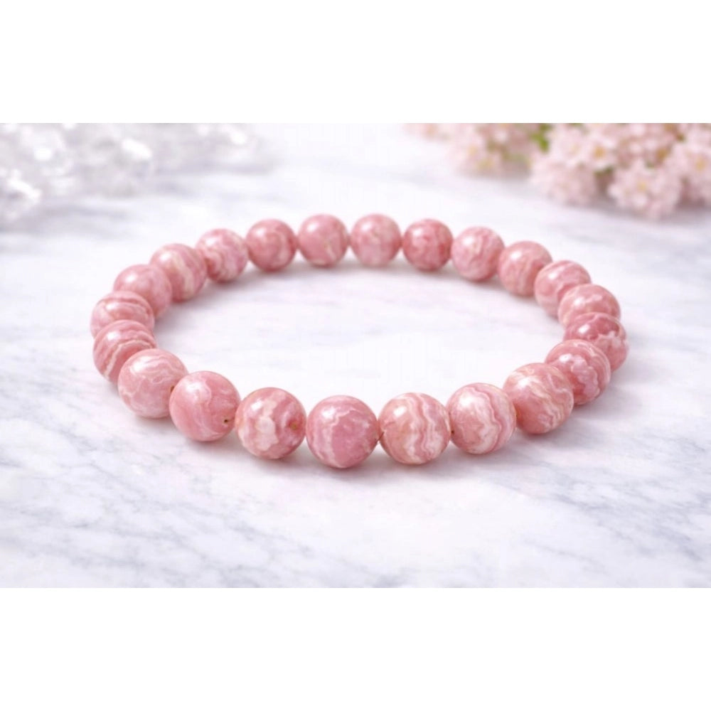 Elegant Natural Crystal 8mm Rhodochrosite Bracelet