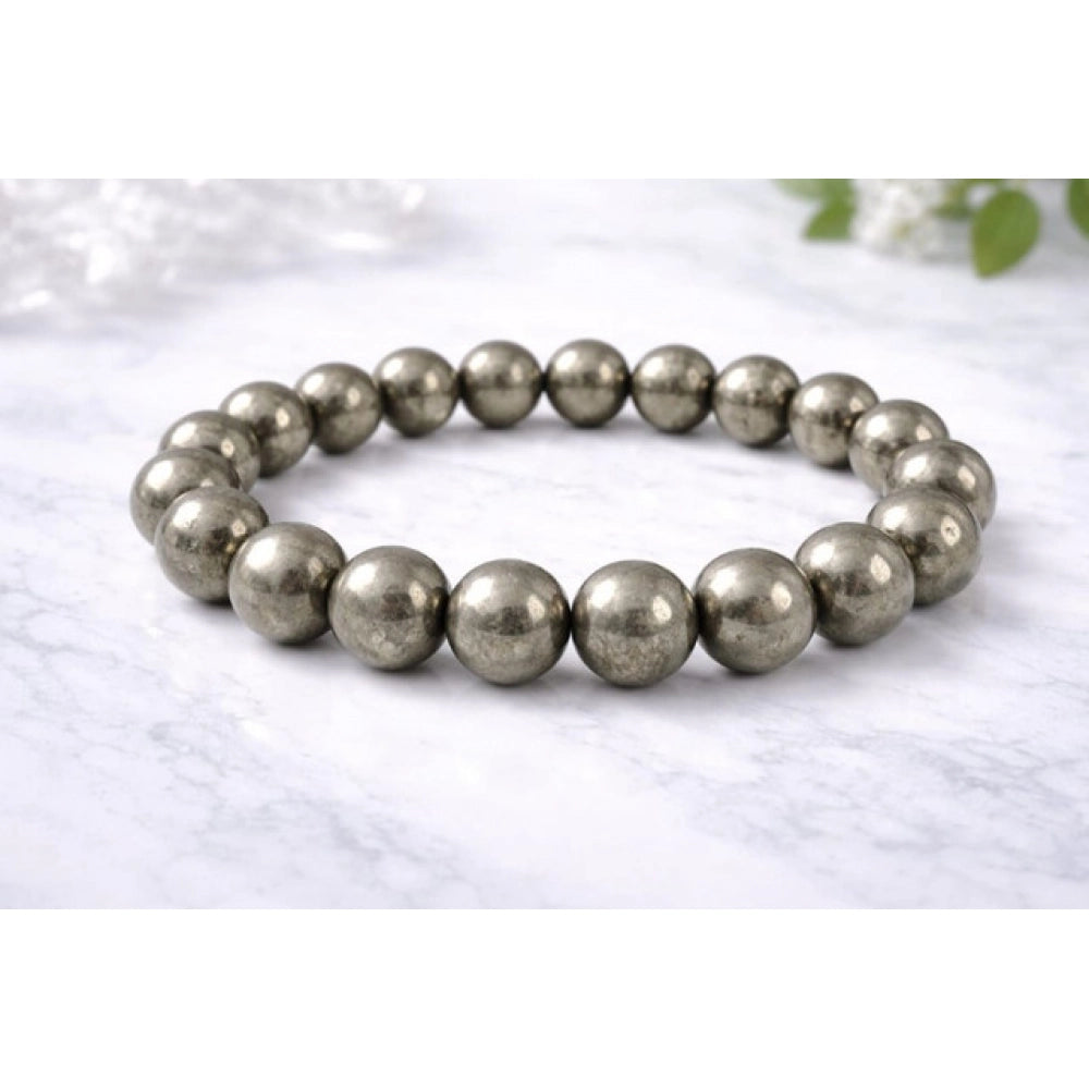Elegant Natural Crystal 8mm Pyrite Bracelet