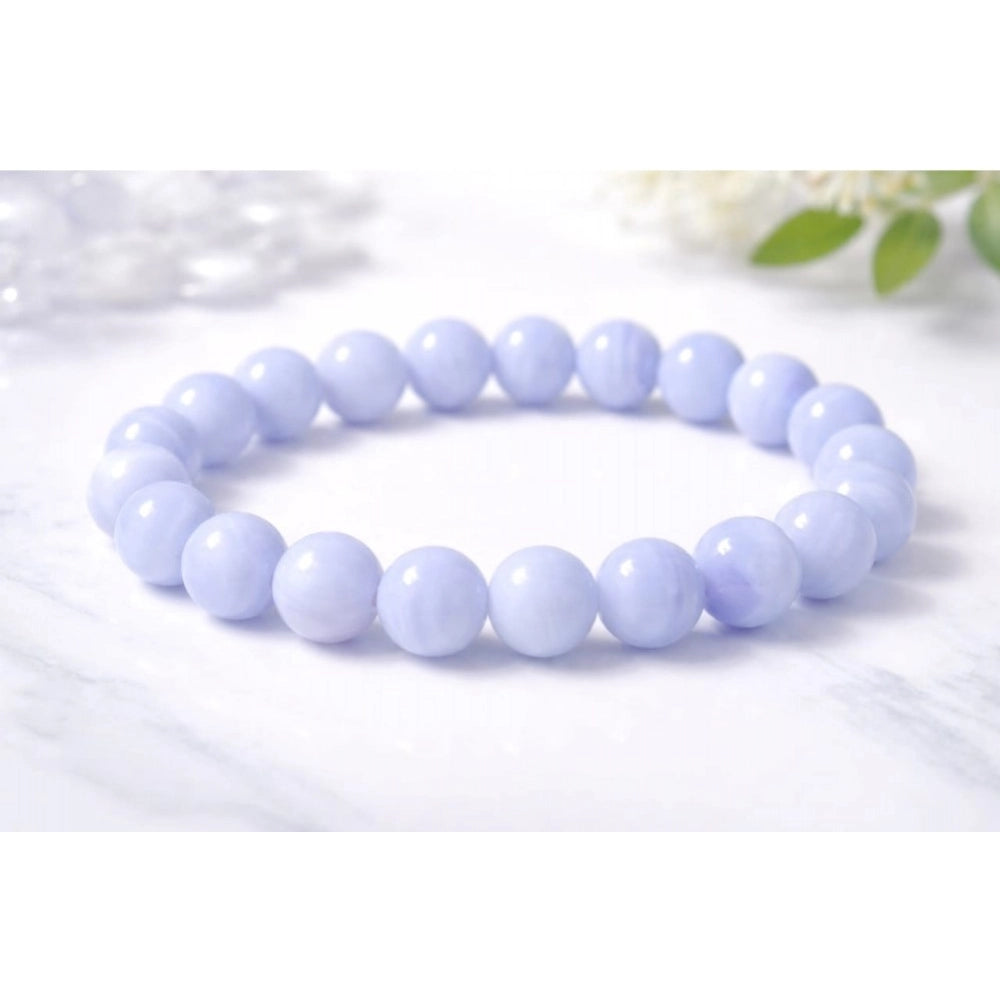 Elegant Natural Crystal 8mm Bluelace Agate Bracelet