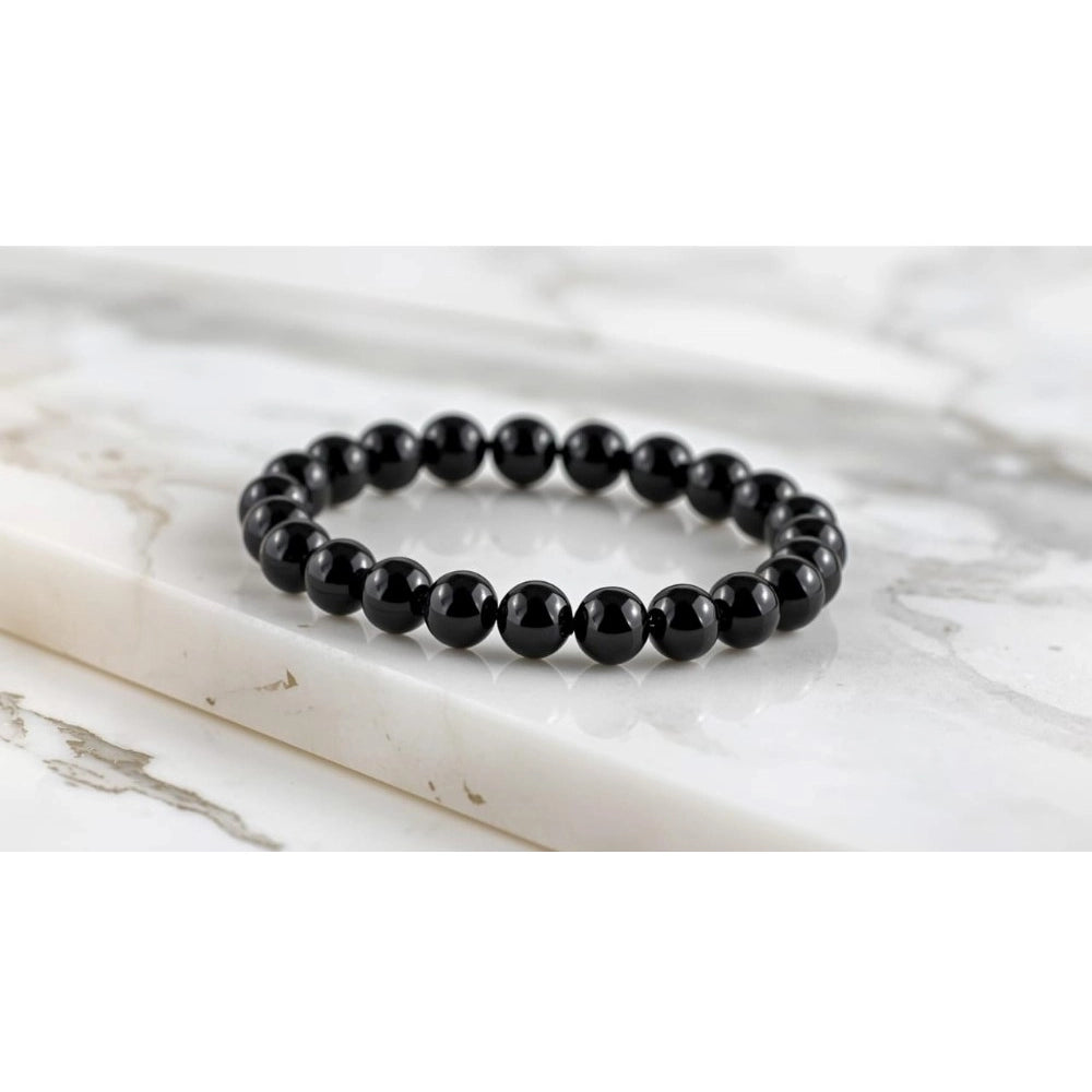 Elegant Natural Crystal 8mm Black Tourmaline Bracelet