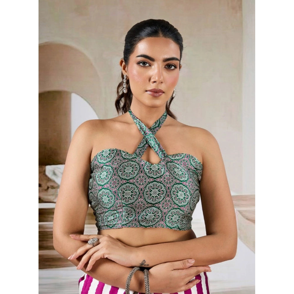 Urbane Women's Satin Crepe Printed Saree With Blouse Piece