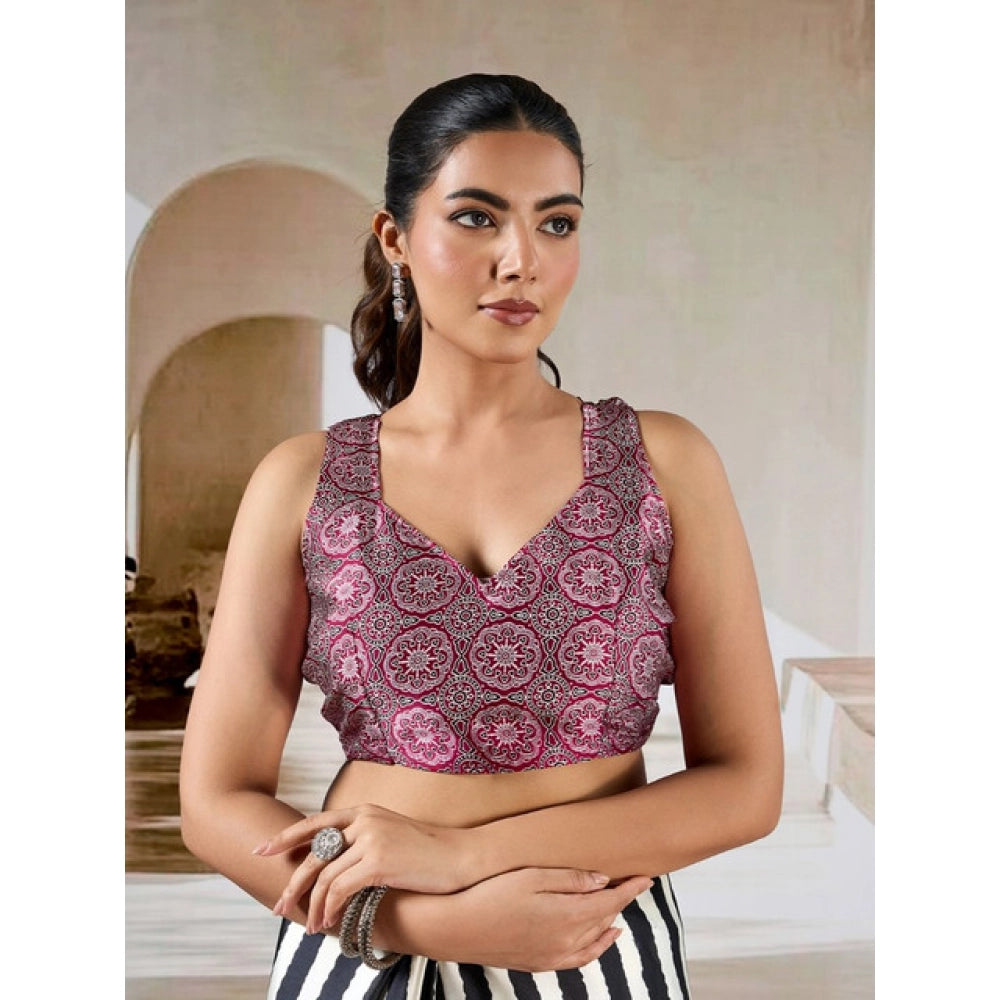 Urbane Women's Satin Crepe Printed Saree With Blouse Piece