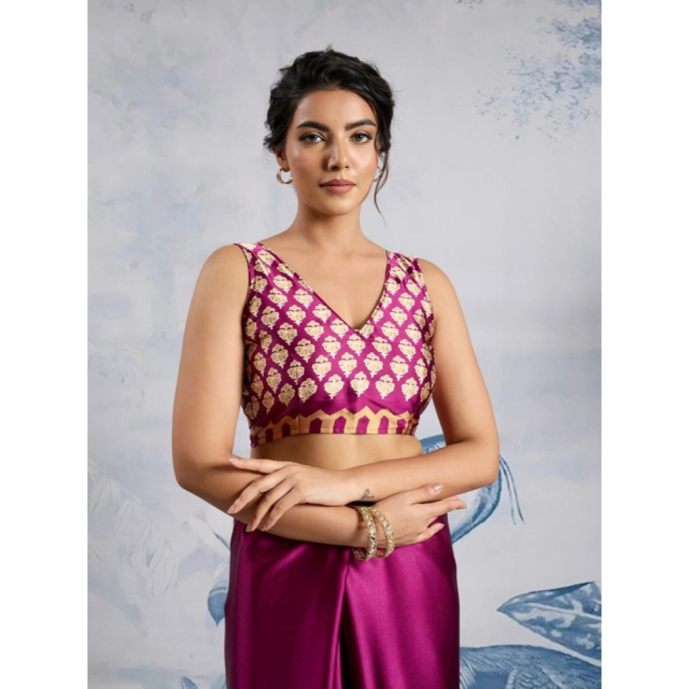 Urbane Women's Satin Crepe Printed Saree With Blouse Piece