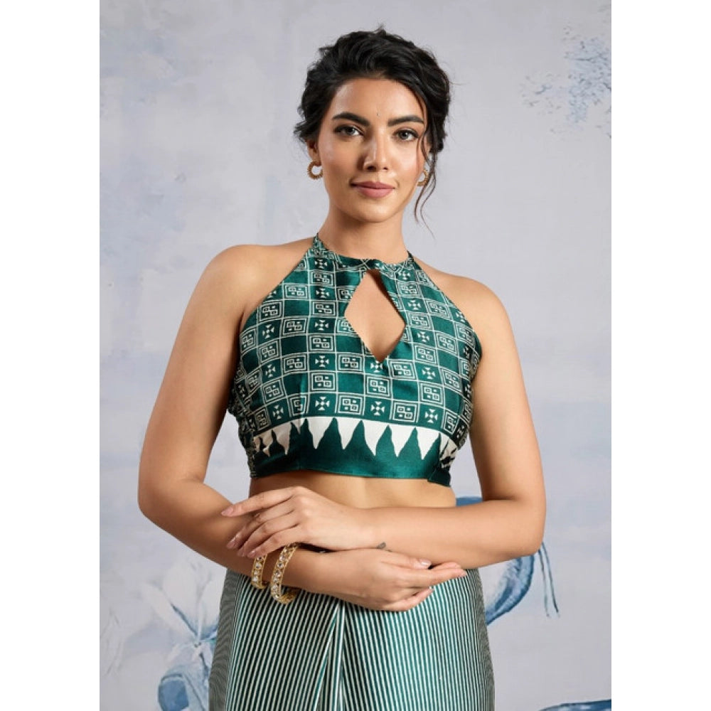 Fashionista Women's Satin Crepe Printed Saree With Blouse Piece