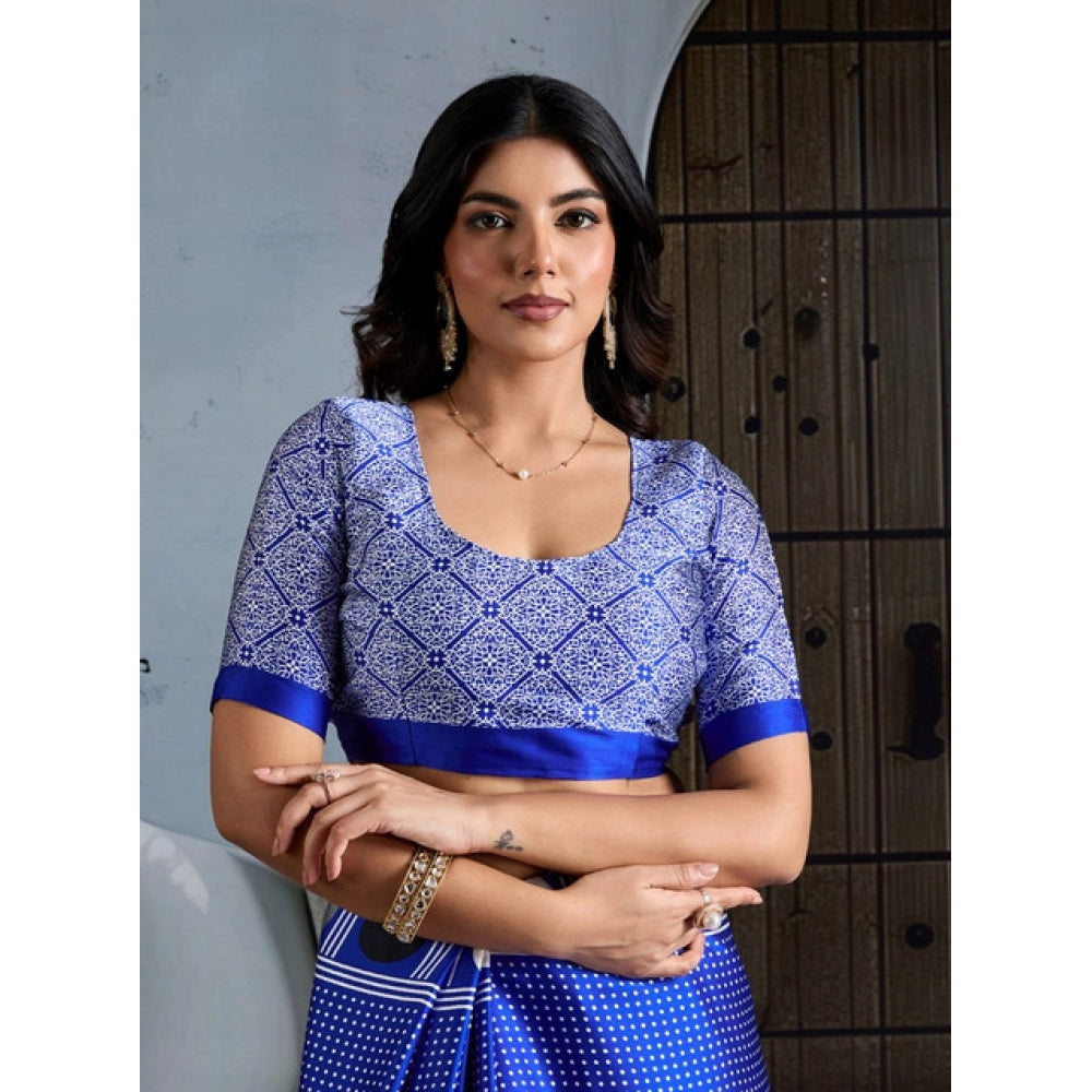 Fashionista Women's Satin Crepe Printed Saree With Blouse Piece