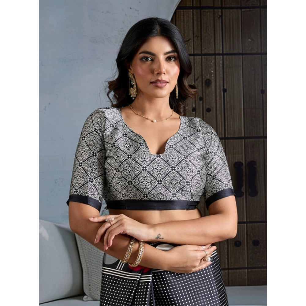 Fashionista Women's Satin Crepe Printed Saree With Blouse Piece