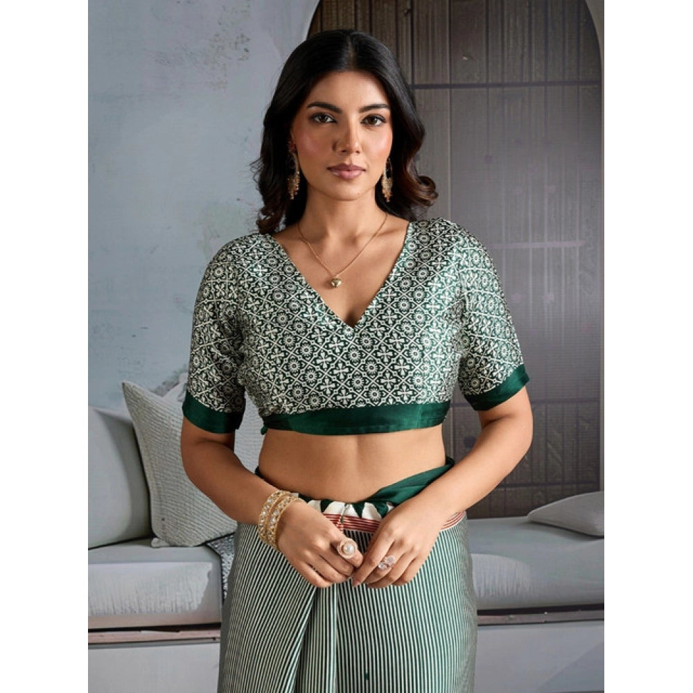 Comfy Women's Satin Crepe Printed Saree With Blouse Piece