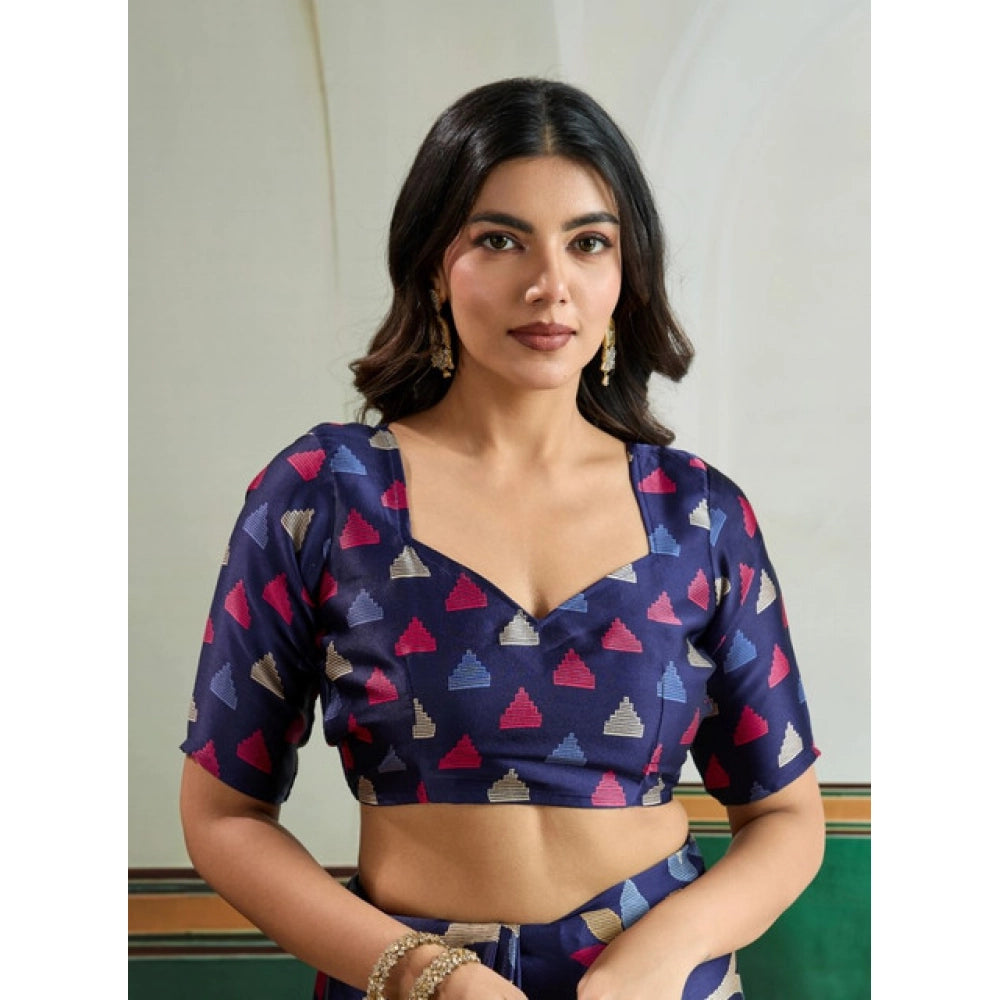 Comfy Women's Satin Crepe Printed Saree With Blouse Piece