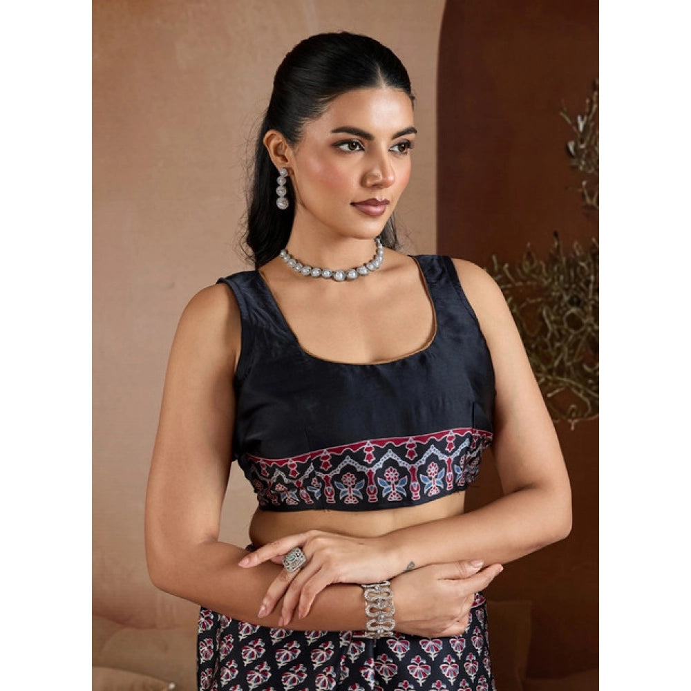 Comfy Women's Satin Crepe Printed Saree With Blouse Piece