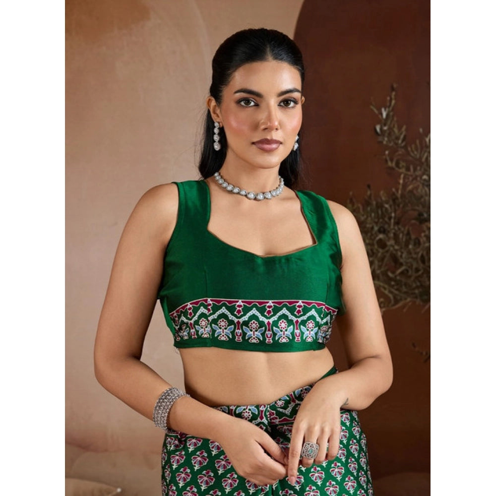 Comfy Women's Satin Crepe Printed Saree With Blouse Piece