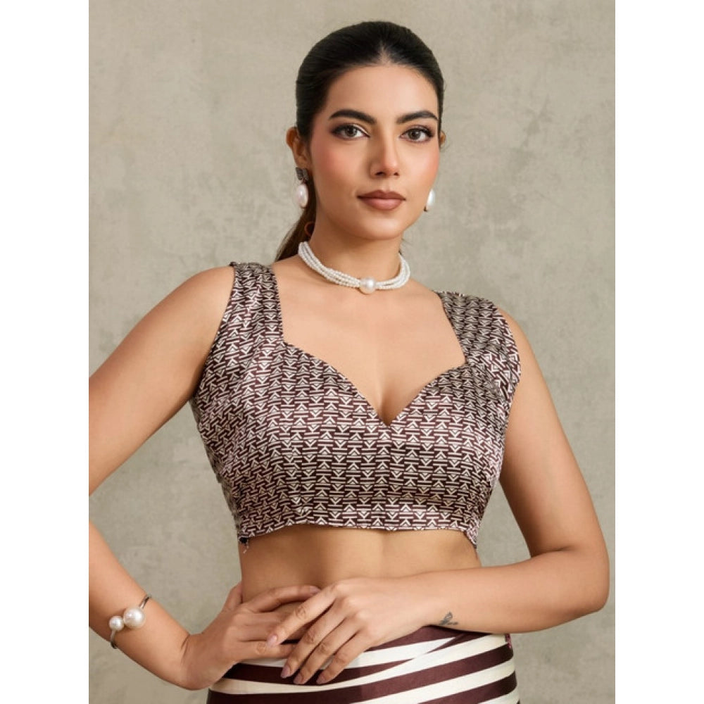 Classic Women's Satin Crepe Printed Saree With Blouse Piece