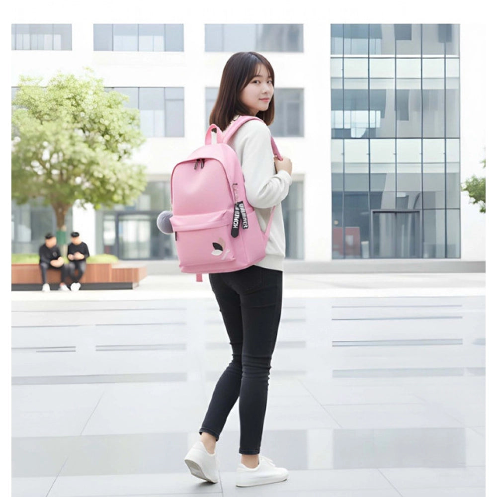 Modish Unisex PU Leather Solid Medium Zipper Backpack