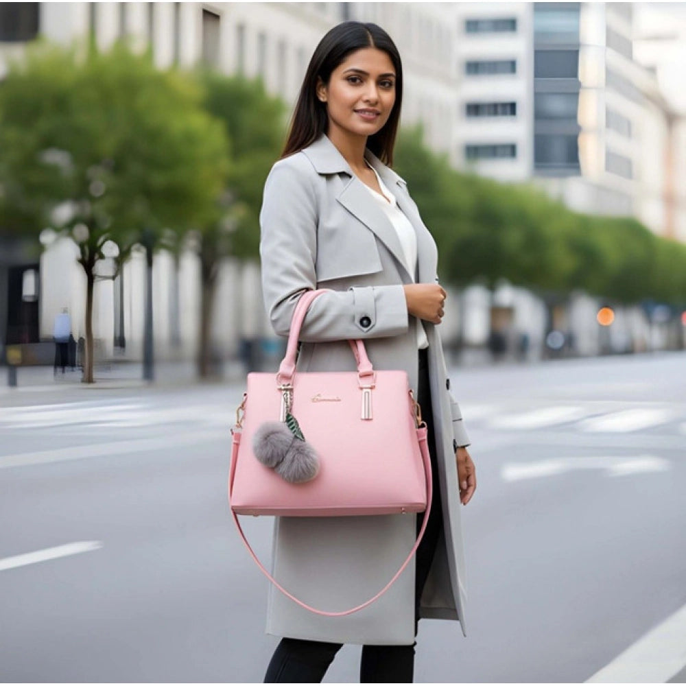 Snazzy Women's PU Leather Solid Shoulder Zipper Handbag