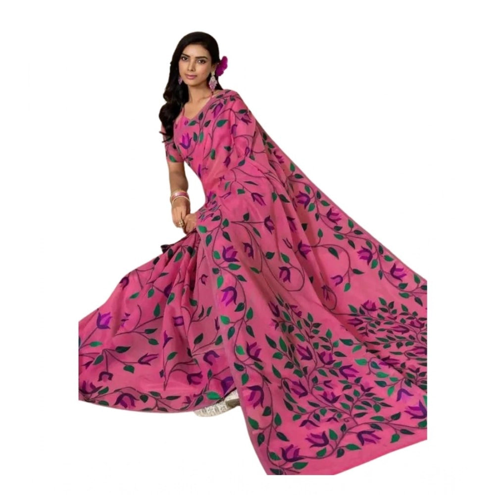 Delicate Women's Georgette Printed Saree With Blouse Piece