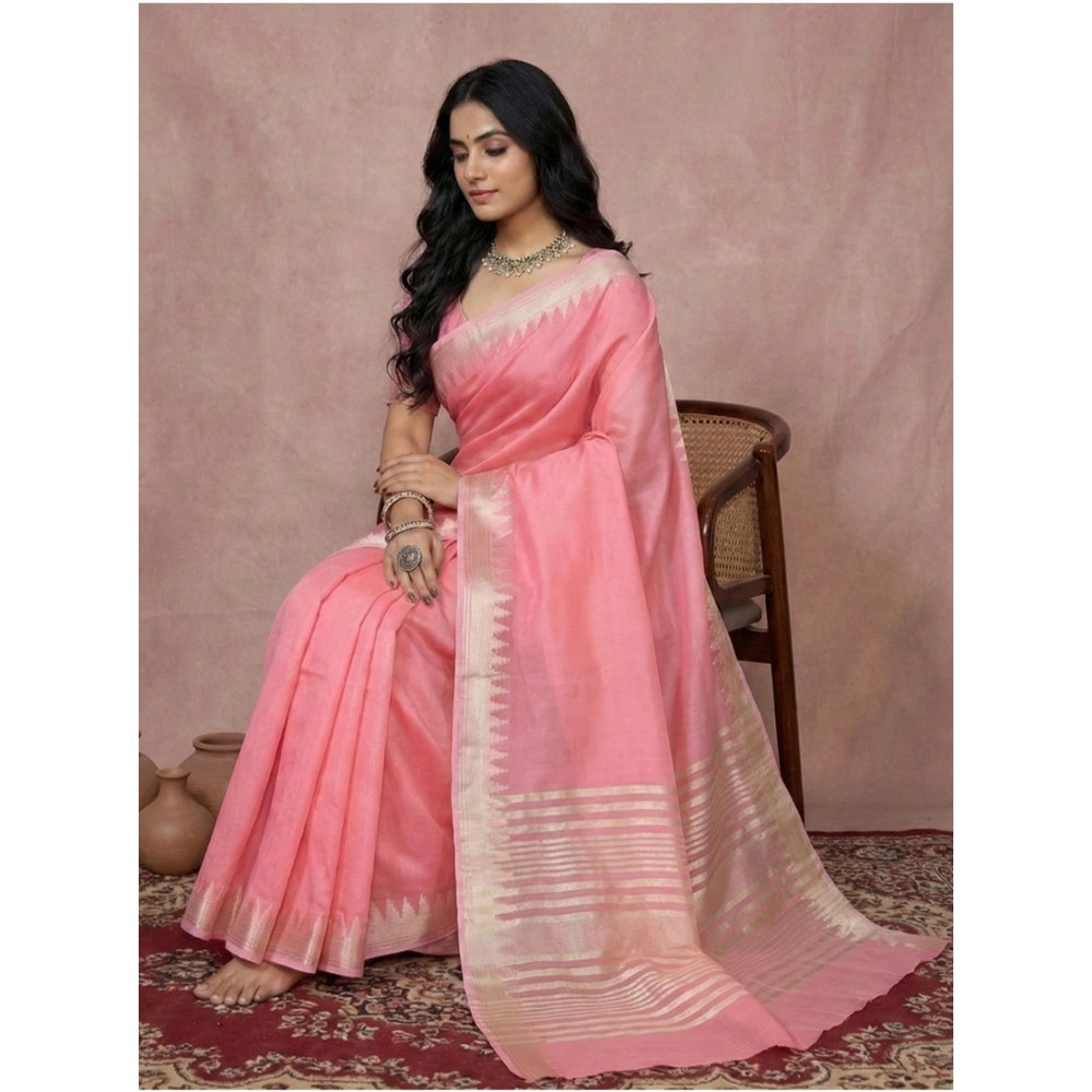 Classy Women's Cotton Printed Saree With Blouse Piece