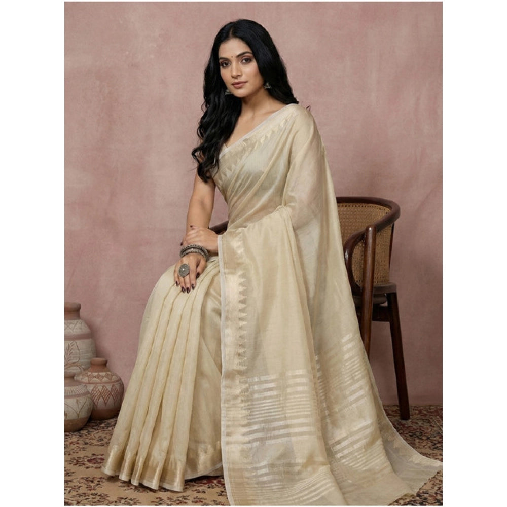 Classy Women's Cotton Printed Saree With Blouse Piece
