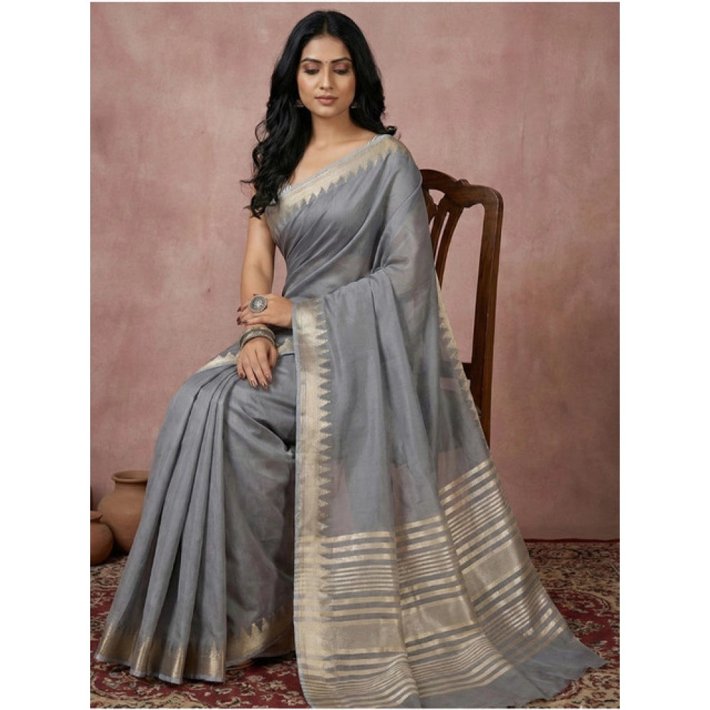 Classy Women's Cotton Printed Saree With Blouse Piece