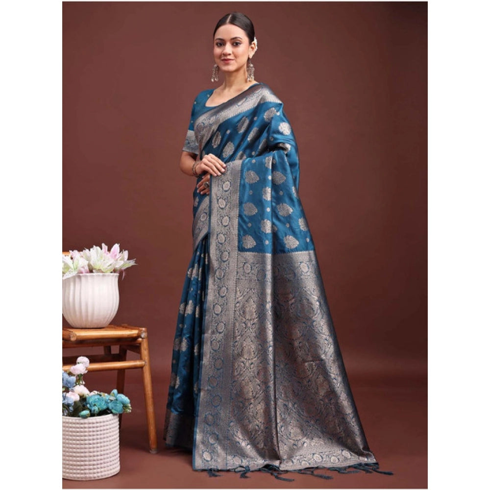 Designer Women's Banarasi Silk Printed Saree With Blouse Piece