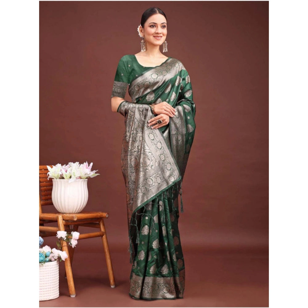 Designer Women's Banarasi Silk Printed Saree With Blouse Piece