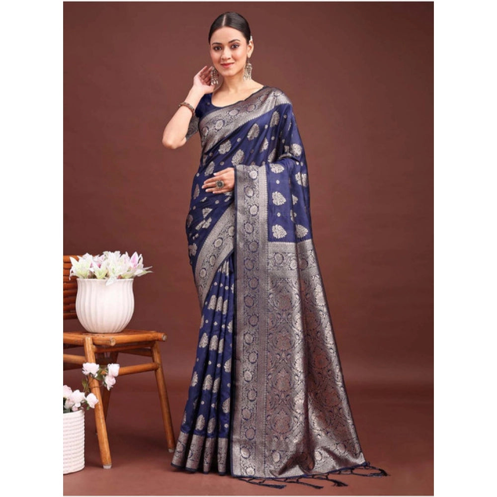 Designer Women's Banarasi Silk Printed Saree With Blouse Piece