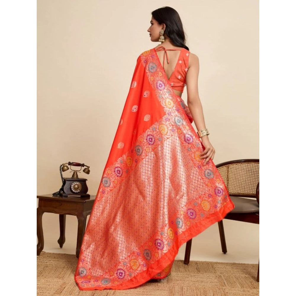 Glorious Women's Faux Banarasi Silk Woven Saree With Blouse Piece