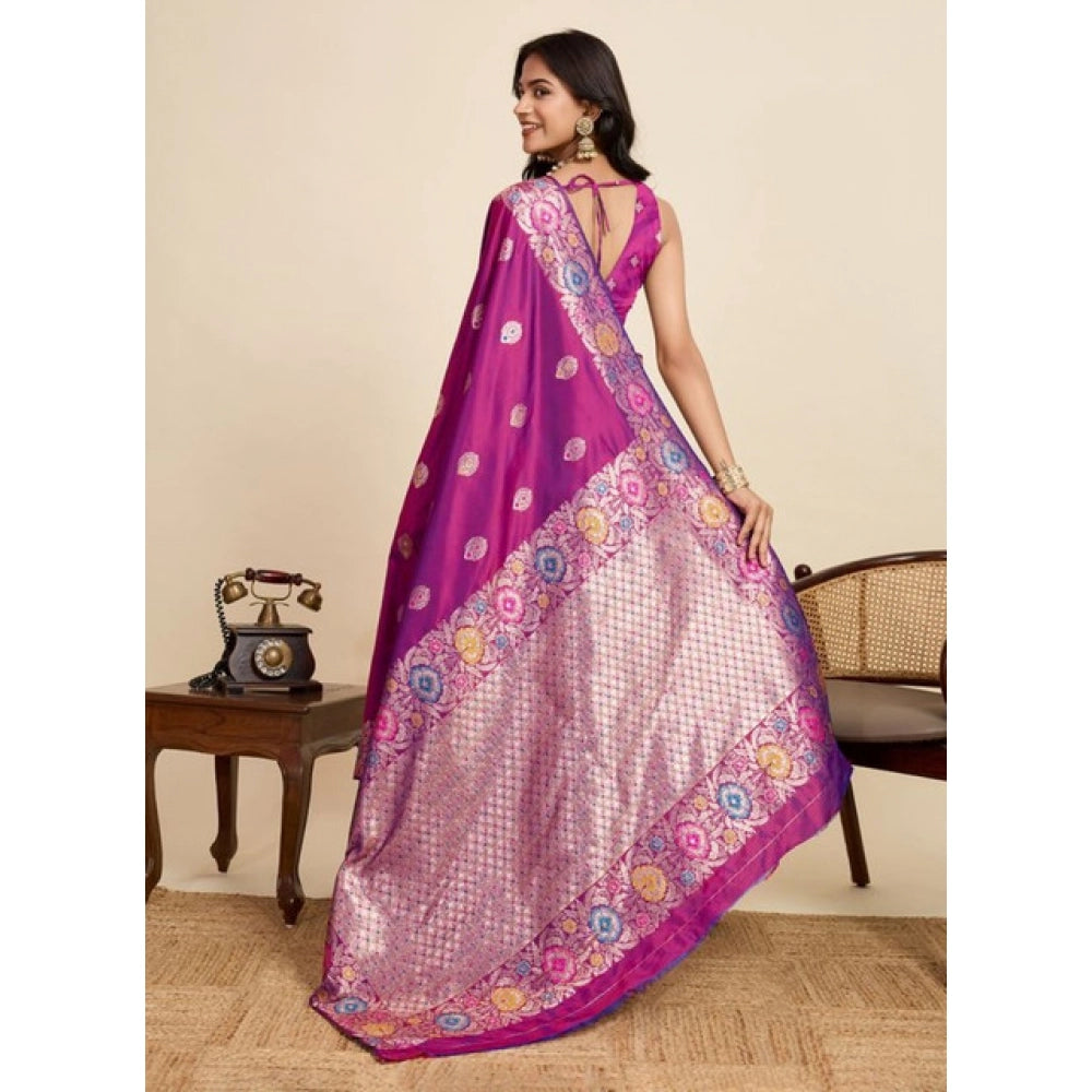 Glorious Women's Faux Banarasi Silk Woven Saree With Blouse Piece
