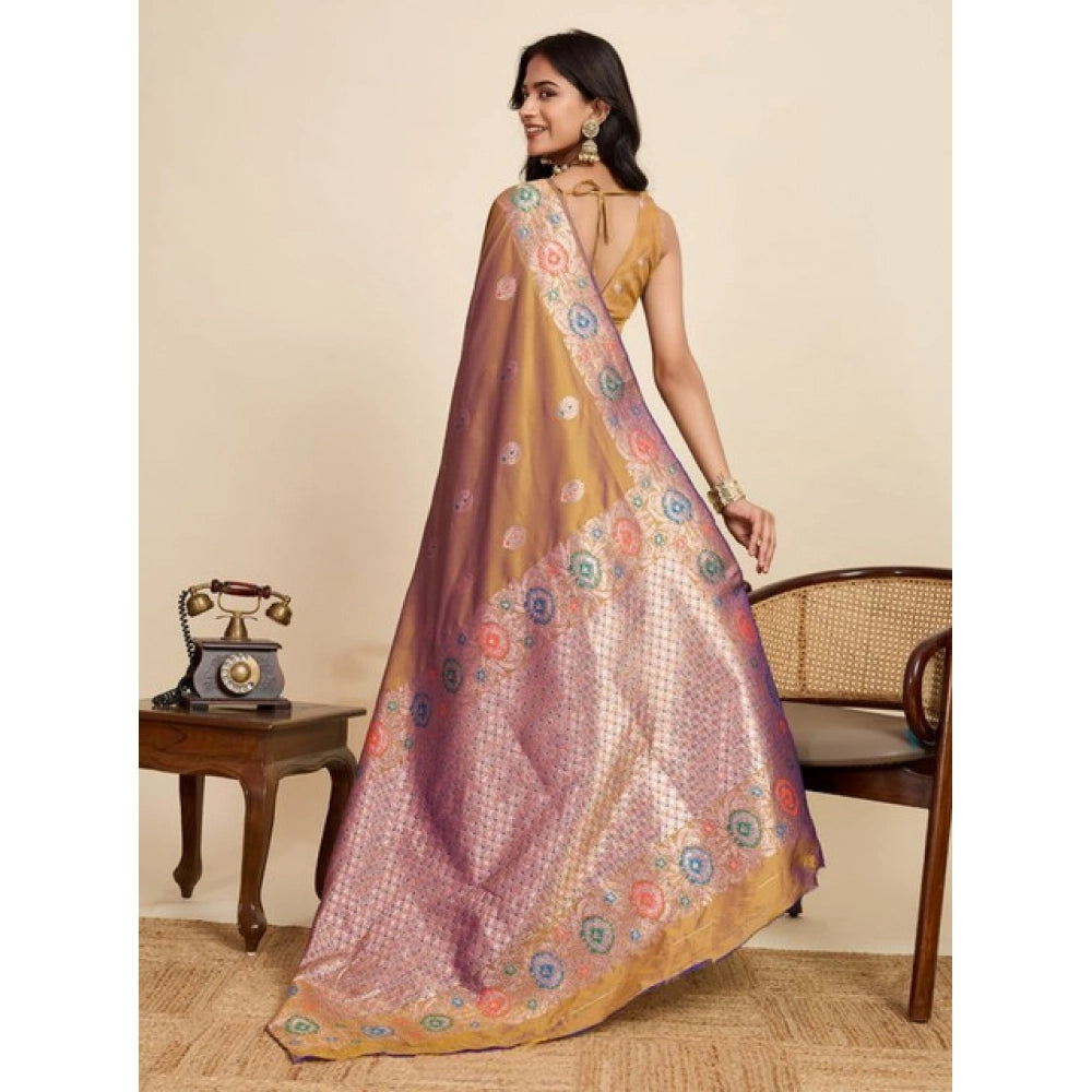 Glorious Women's Faux Banarasi Silk Woven Saree With Blouse Piece