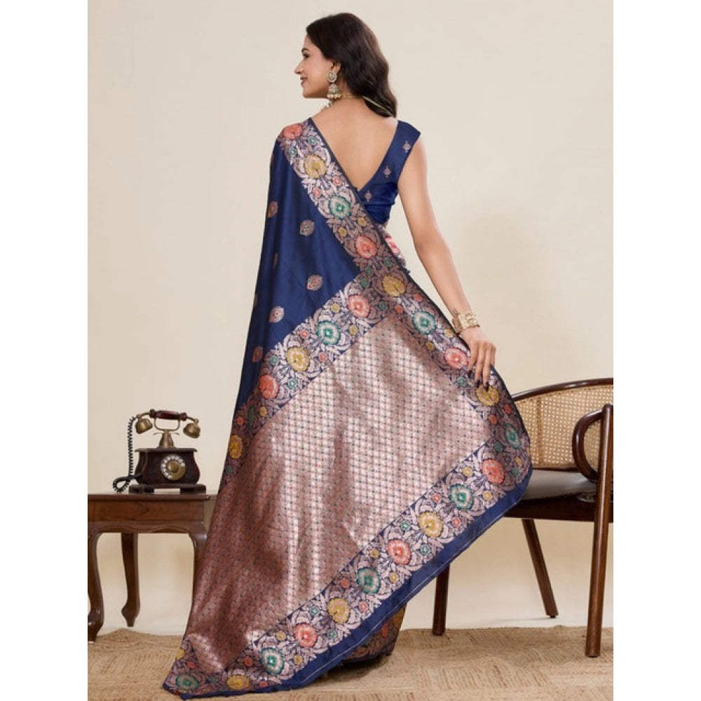 Glorious Women's Faux Banarasi Silk Woven Saree With Blouse Piece