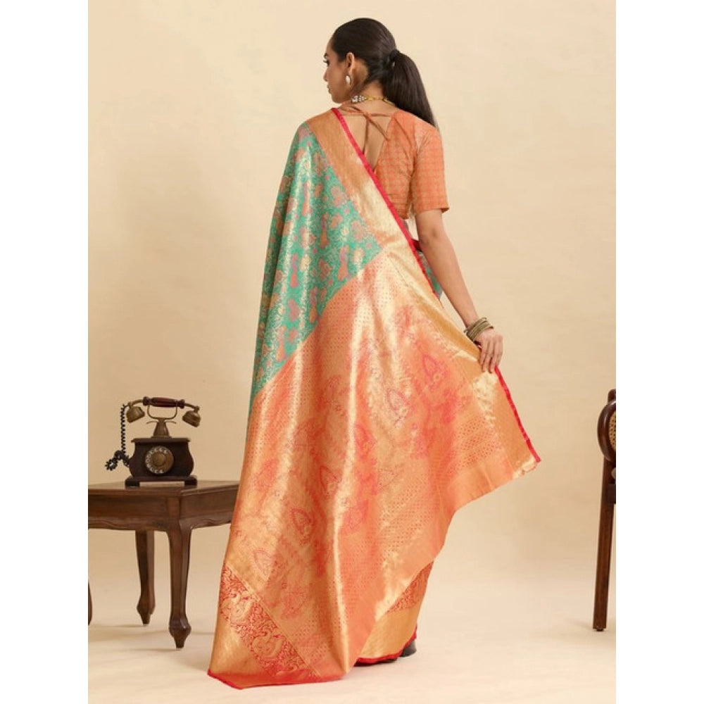 Glorious Women's Faux Banarasi Silk Woven Saree With Blouse Piece