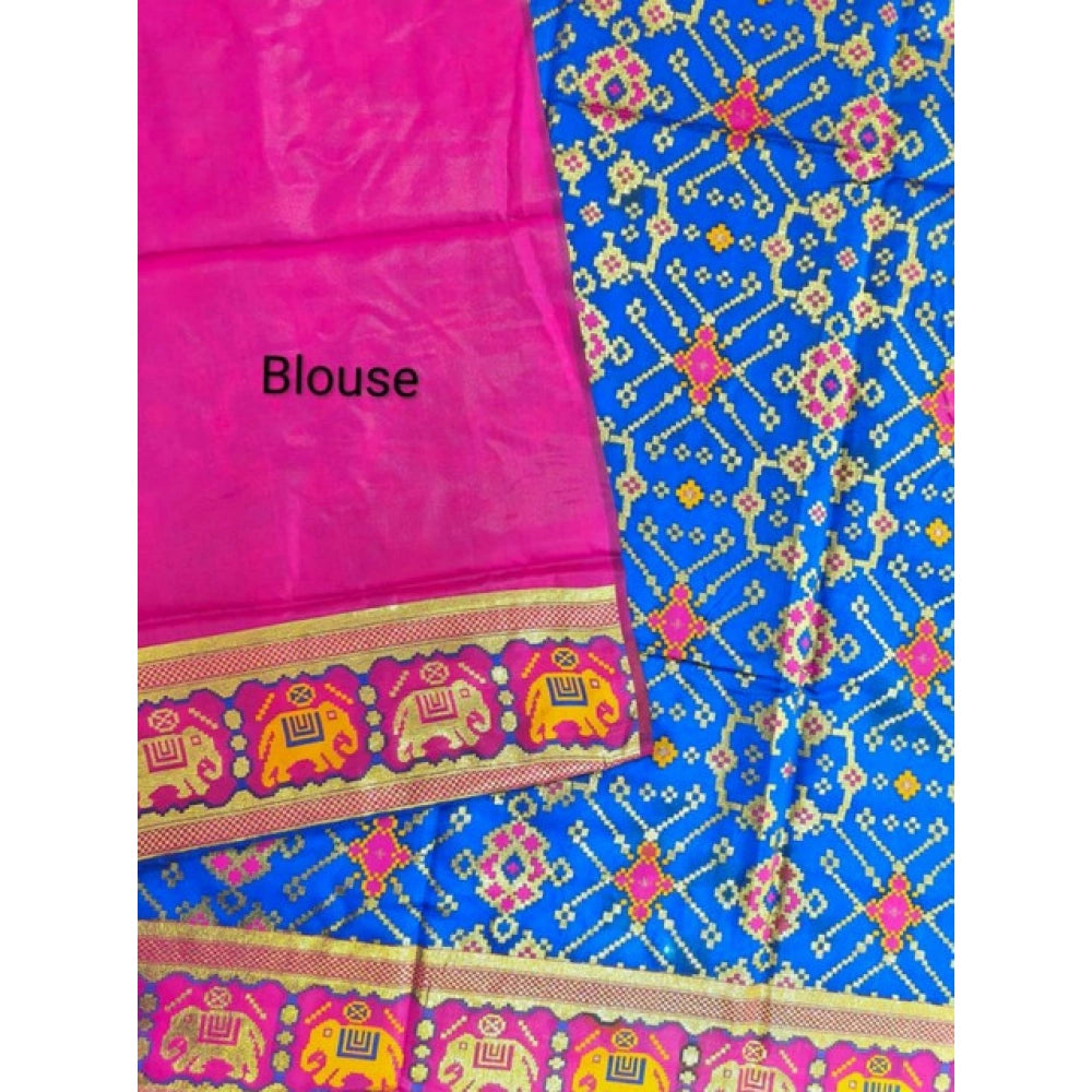 Dazzling Women's Patola Silk Meena And Zari Woven Saree With Blouse Piece