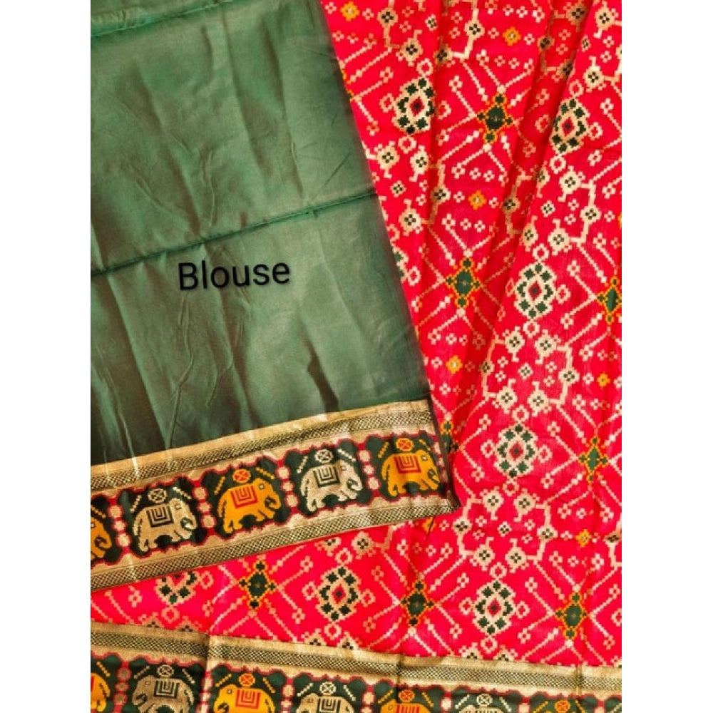 Dazzling Women's Patola Silk Meena And Zari Woven Saree With Blouse Piece