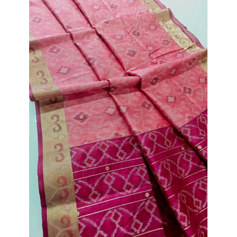 Tremendous Women's Raw Silk Ikkat Saree With Blouse Piece