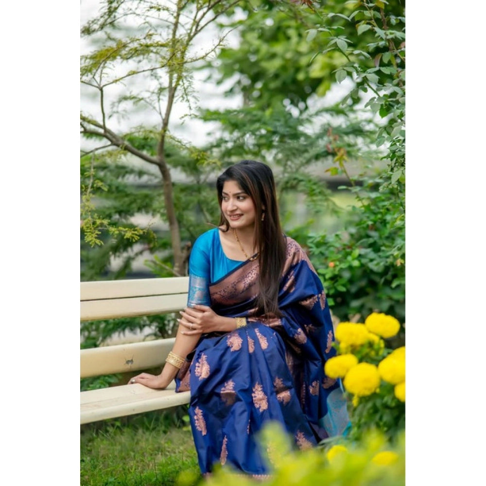 Fantastic Women's Katan Silk Zari Weaving Saree With Blouse Piece