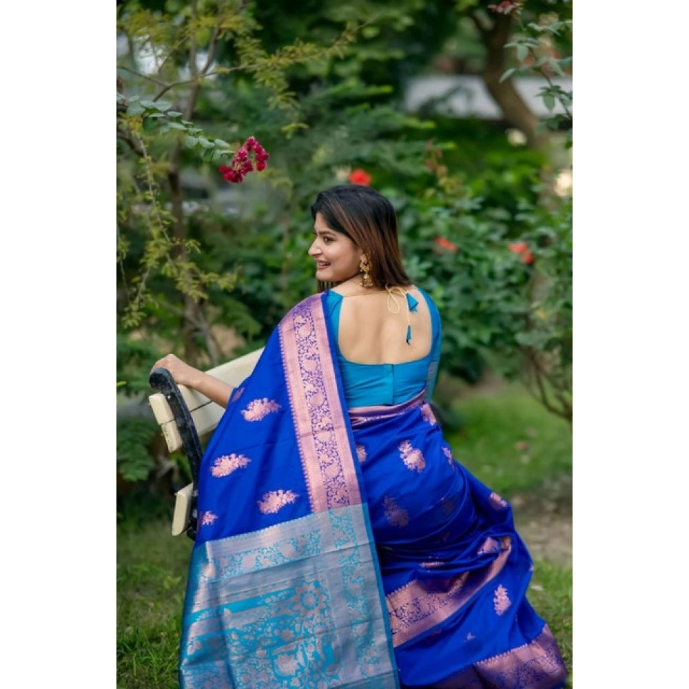 Fantastic Women's Katan Silk Zari Weaving Saree With Blouse Piece