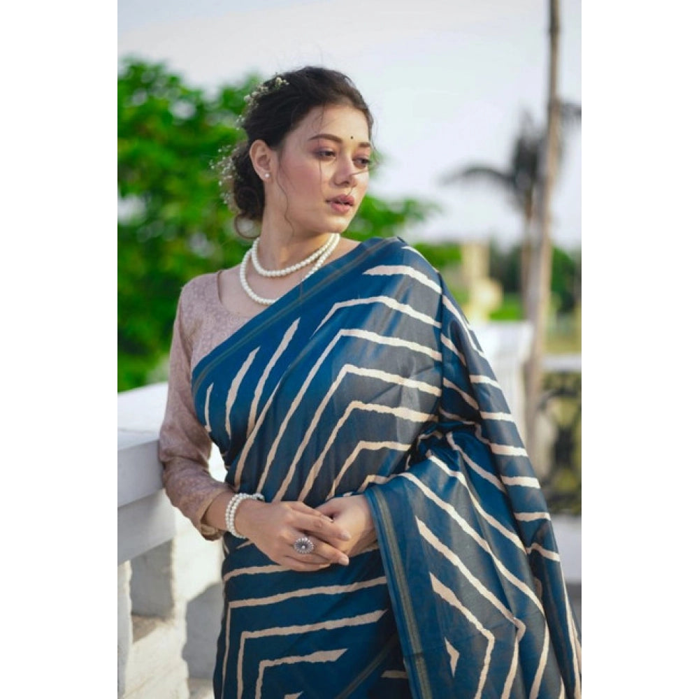 Charming Women's Faux Tussar Silk Geometric Print Saree With Blouse Piece