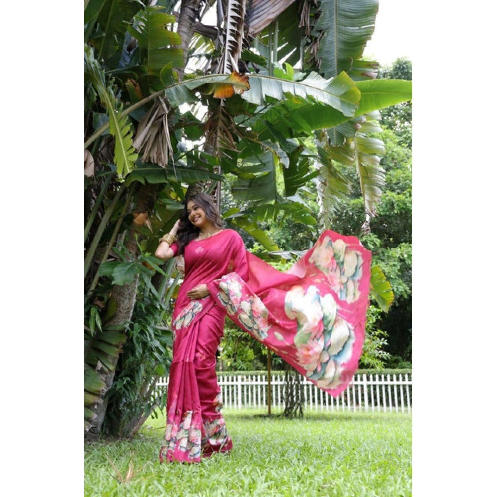 Exclusive Women's Faux Tussar Floral Saree With Blouse Piece