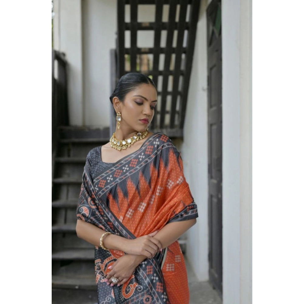 Charming Women's Faux Tussar Ikat Saree With Blouse Piece