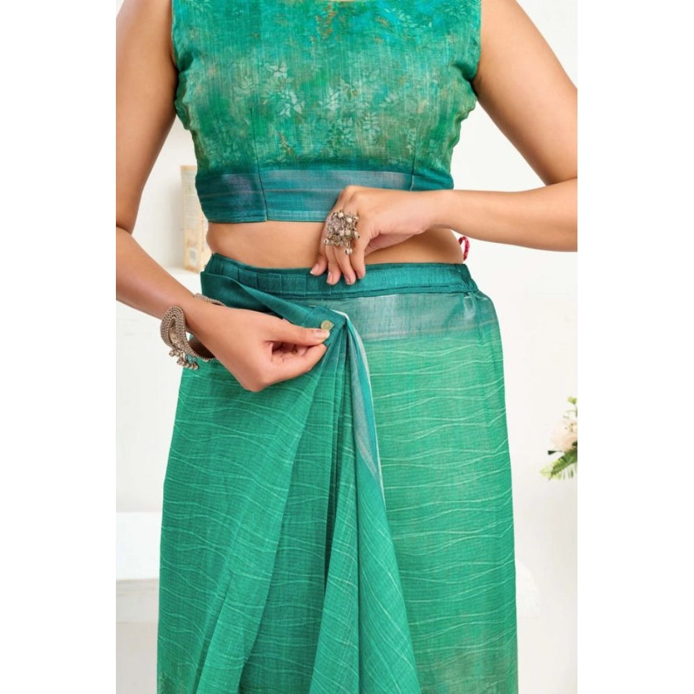 Sassy Women's Faux Linen Floral Ready to wear Saree With Blouse Piece